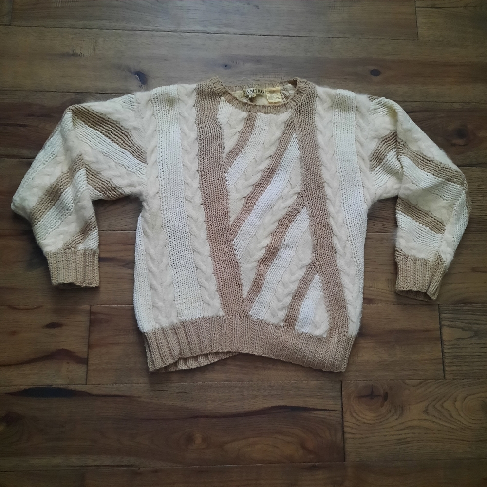Vintage Angora Blend Chunky Cable Knit Sweater - Picture 1 of 14